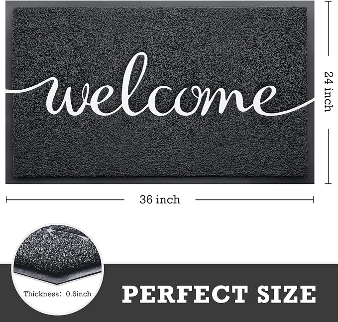 CozyBounty Black Door Mat Welcome Mats Outdoor Indoor Non-Slip Doormat
