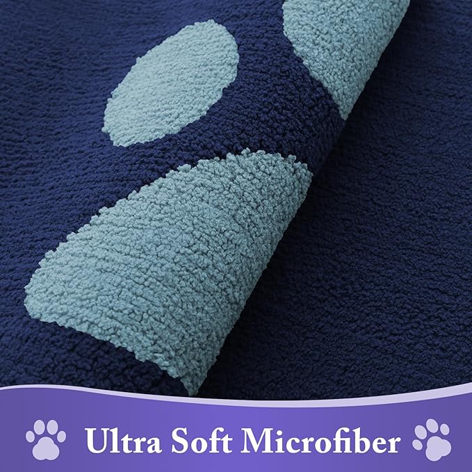 Buganda Dog Door Mat for Muddy Paws, Absorbent Dirt Trapper Washable Indoor Doormats, Non Slip Low-Profile Mud Mat for Dogs, Front Entrance Doormat for Inside Floor (30x20 Inches, Dark Blue)