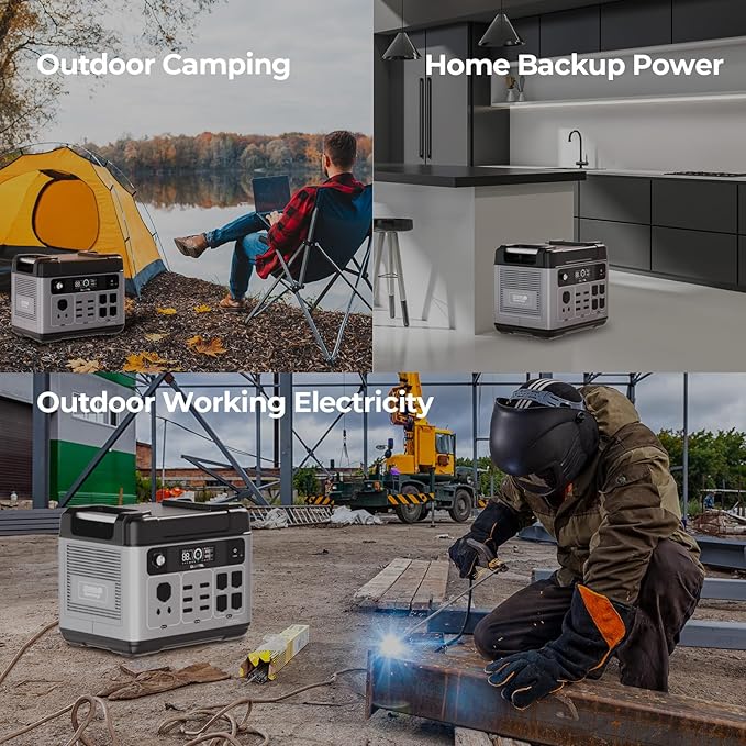 OUKITEL P2001 PLUS 2400W Portable Power Station, 2048Wh Large Capacity Solar Generator with 200W Solar Panel,LiFePO4 (LFP) Battery, AC/DC BMS Emergency Power Station for Home Backup, Camping