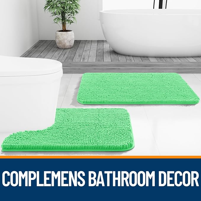 OLANLY Bathroom Runner Rugs 44x24, Soft Absorbent Chenille Bath Rugs, Rubber
