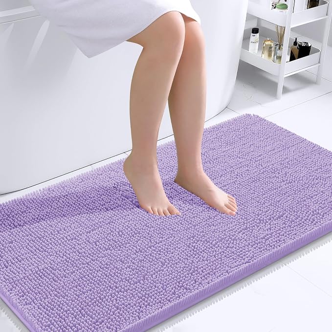 OLANLY Bathroom Runner Rugs 44x24, Soft Absorbent Chenille Bath Rugs, Rubber