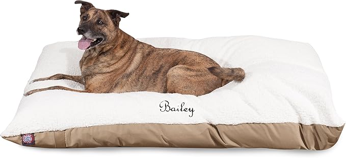 Personalized Pet Pillow Dog Bed Custom Embroidered - Removable Pet Bed Cover - Extra Large Khaki