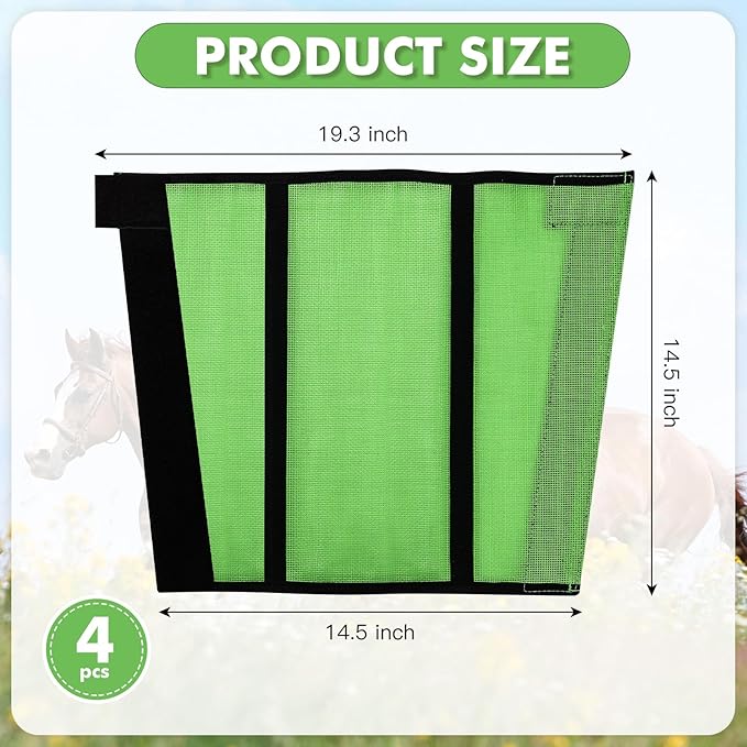 4 Sets Fly Boots Loose Fitting & Non-Slip Horse Fly Leggings No More Horsefly Nuisance Greatly Reduce Stomping Breathable with Natural Air Flow
