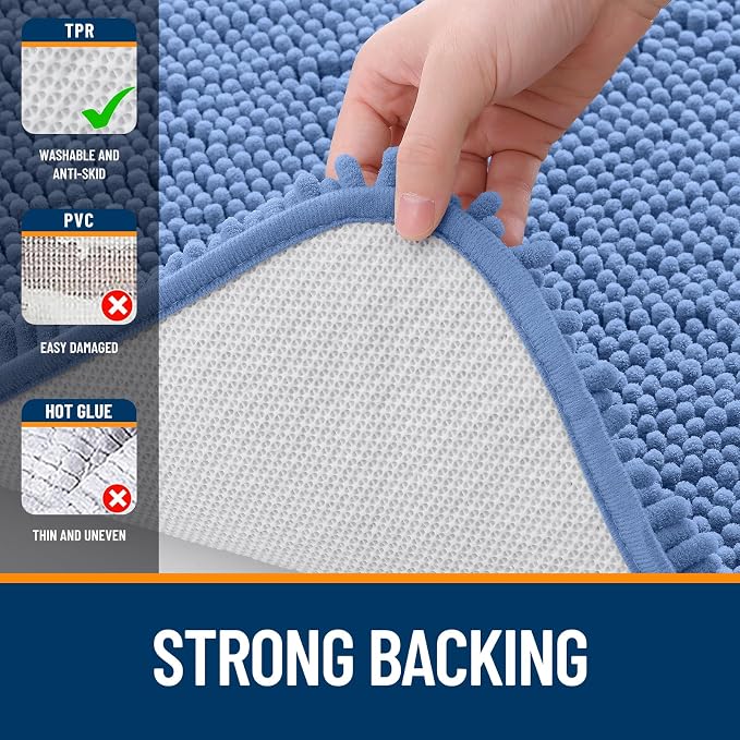 OLANLY Large Bathroom Rugs 70x46, Soft Absorbent Chenille Bath Rugs, Rubber