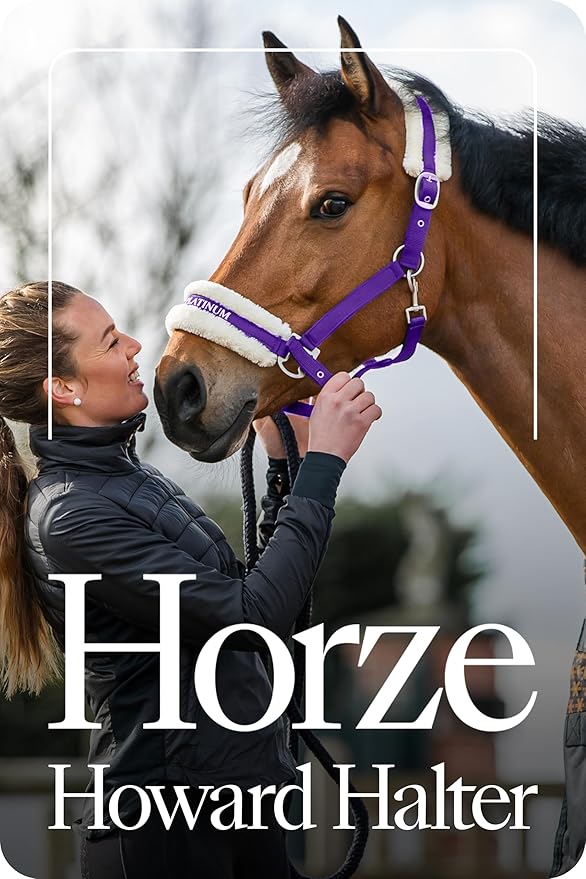 HORZE Howard Soft Fleece Padded Polyester Horse Halter - Quick and Easy-to-Adjust Straps, Brushed Nickel Hardware, and Throat Snap Closure - Purple (Horse)