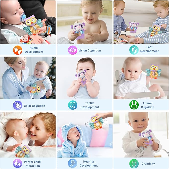 BLOOBLOOMAX Sock rattles for Babies 0-24 Months Baby Animal Foot Finder Educational Toys