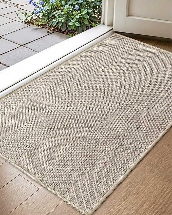 Color&Geometry Ultra Thin Indoor Door Mat 24"x36", Machine Washable Front Door