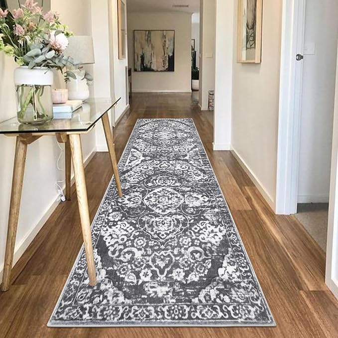 HEBE Hallway Runner Rug 2'8''x8' Washable Vintage Distressed Area Rugs Non Slip
