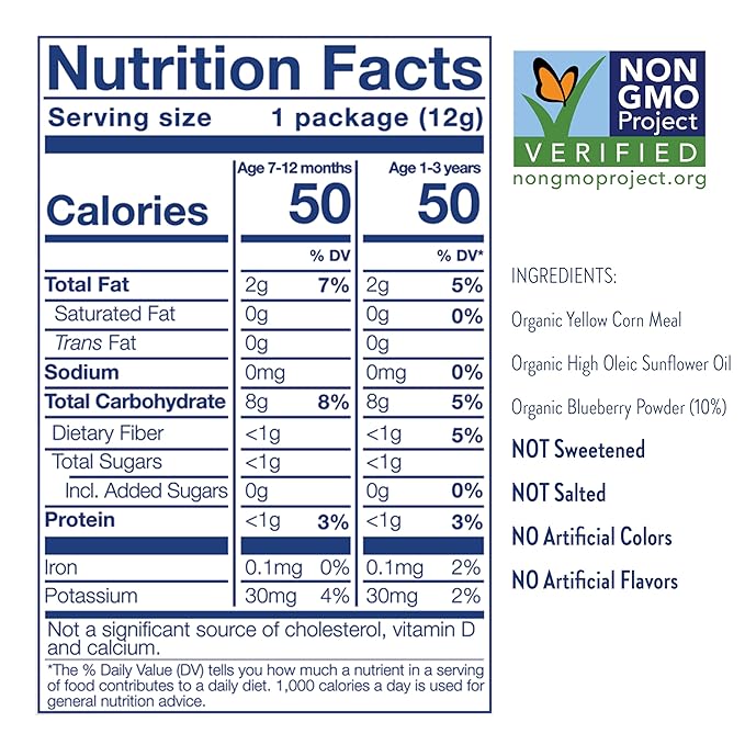 Little Bellies Organic Blueberry Puffs Baby Snack (Pack of 18 x 0.42 oz Individual Packs)