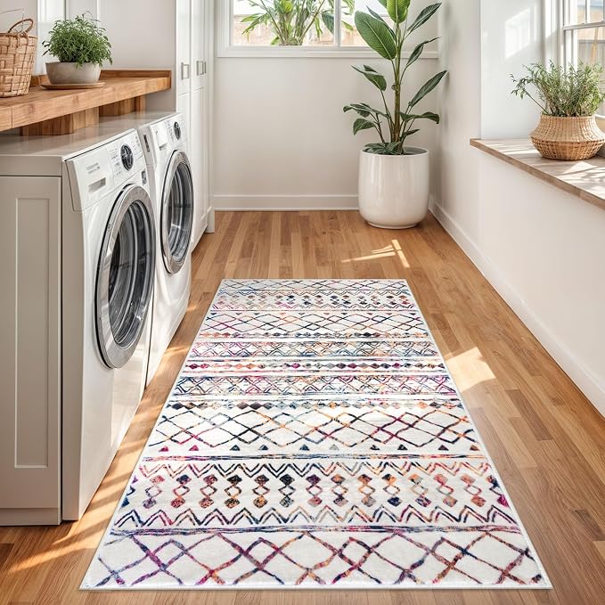KUTA 3x5 Rugs for Entryway Boho Area Rug for Living Room, Moroccan Multi-Color