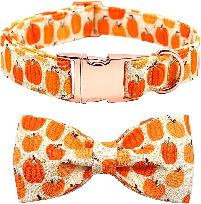 Dog Collar - Halloween Pumpkin Bowtie Dog Collars Gift Soft Bow Collar Pet Adjustable Metal Buckle Pet Collar for Small Dogs