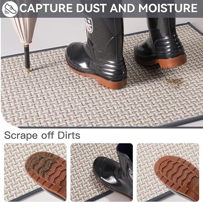 Indoor Door Mat 36x60 Dirt Resistant and Absorbent, Non-Slip Rubber Backing