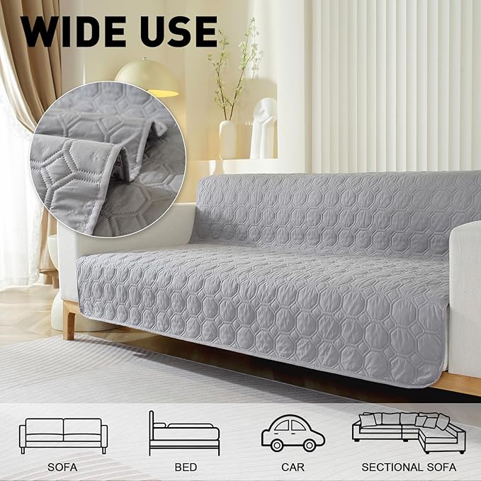 Waterproof Dog Bed Cover Non-Slip Stain Resistant pet Sofa Cushion, pet Mattress Cover Cover, Sofa Furniture Protector for Small Dogs Large Dogs and Cats (Light Gray) (82x102in)