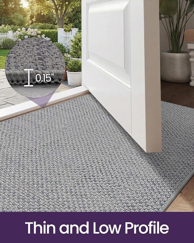DEXI Ultra Thin Door Mat Indoor Entrance 48x72, Non Slip Rubber Backed Entryway