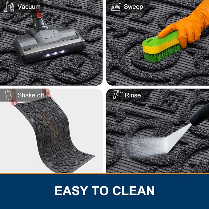 Smiry Welcome Door Mat Outside Entrance, Heavy Duty Trap Dirt and Moisture Easy