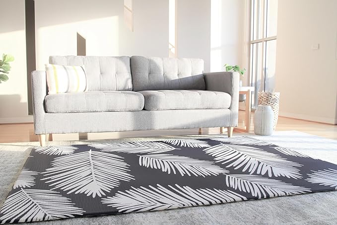 Cushmat Stylish Reversible Foam Play Mat (Large, Alpha - Palm Char) - Soft, Waterproof, Durable Play mat for Infants, Babies, Toddler, Kids & Grownup - 6.5ft x 4.5ft