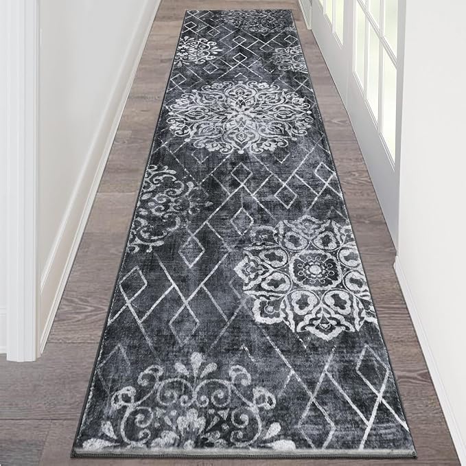 HEBE Hallway Runner Rug 2'x8' Washable Vintage Distressed Area Rugs Non Slip