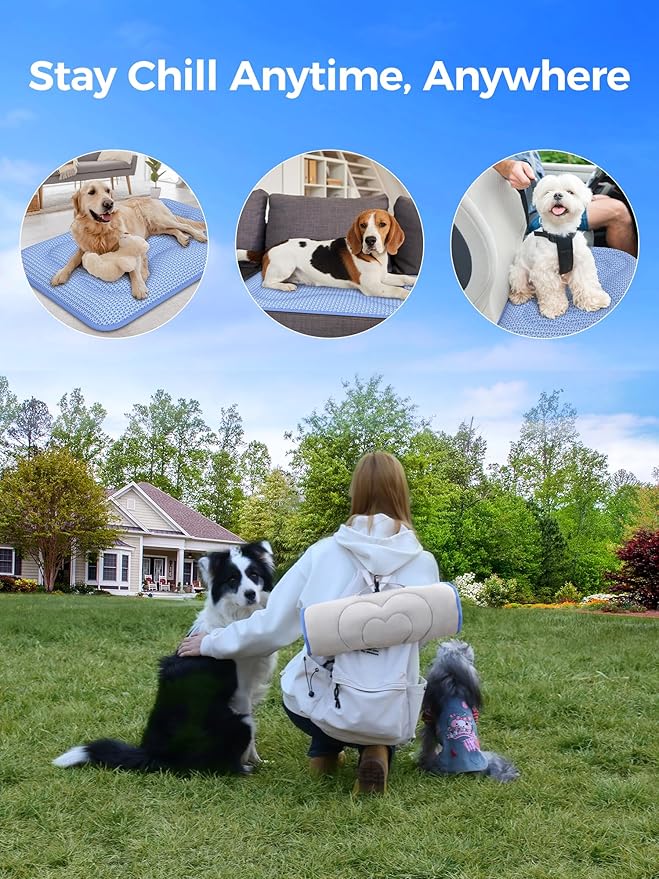 Rywell Dog Cooling Mat, 36”x27” Super Thick & Reversible Cooling Mat for Dogs, Arc-Chill 3.0 & PCM for Long-Lasting Cool and Color-Changing (Q-Max > 0.5), All-Season Use & Portable for Travel