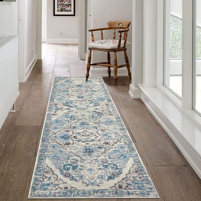 HEBE Hallway Runner Rug 2'x6' Washable Vintage Distressed Area Rugs Non Slip