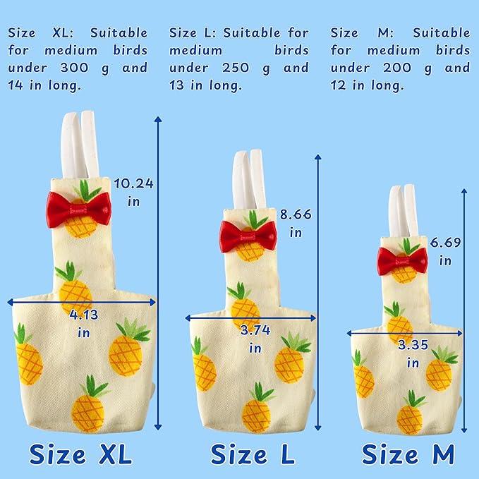 Birds Pigeon Diaper Pants Harness and Leash, Bird Diapers for Pigeons and Leash Harness, Diapers for Birds Cockatiel Parrot, Parakeet Diaper, Pigeon Pants, Parrot Clothes for Bird (XL-Pineapple)