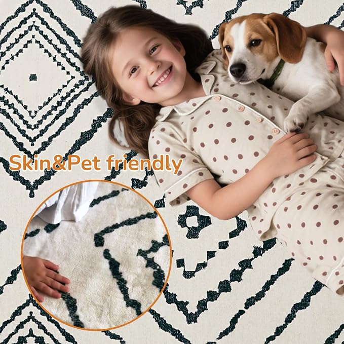 BESTSWEETIE Area Rug 8x10 Rug Machine Washable Non-Slip Low Pile Print Pattern