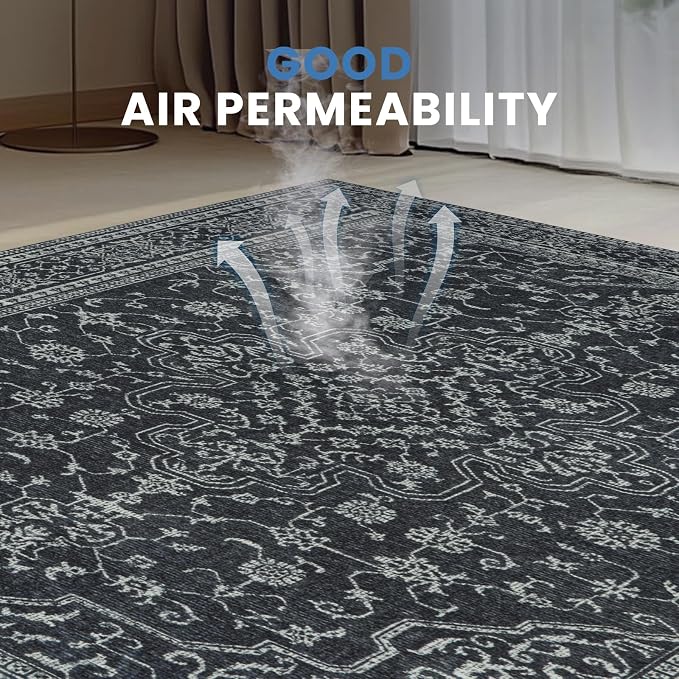 Washable Rugs 8x10 Area Rugs for Living Room, Dining Room- Soft Low Pile