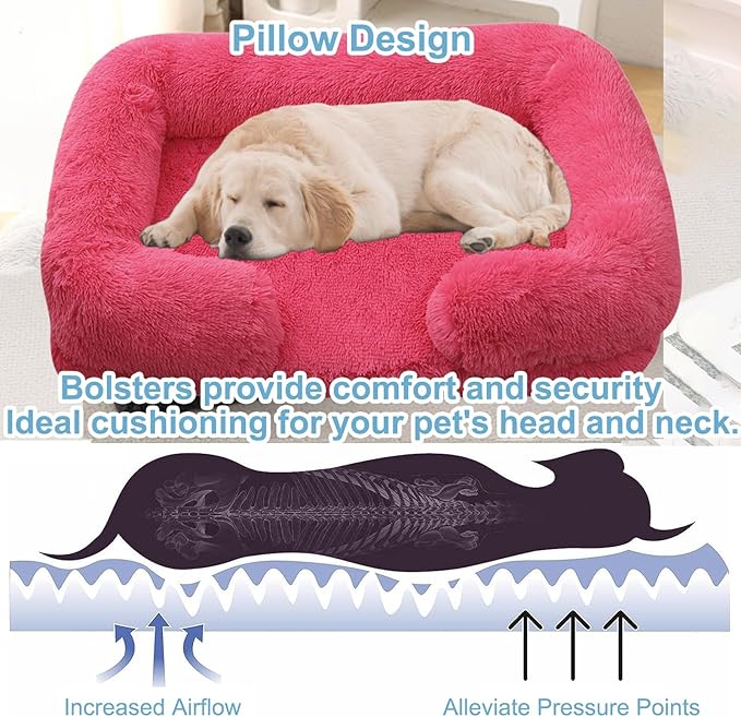 Dog Beds Large Sized dog Orthopedic, Sofa Dog Bed with Waterproof Lining and Nonskid Bottom, Rectangle Washable Dog Bed for Medium Small Dogs and Cats Comfortable ( Color : Red1 , Size : 31 x 21" )