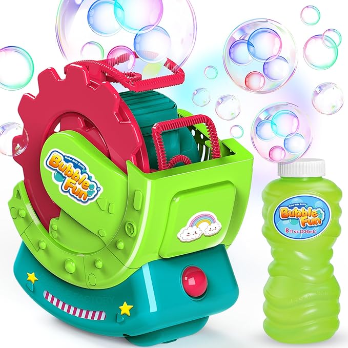 Bubble Machine for Toddlers Kids & Pets, with 8oz Safe Solution, Extra Large & Bubbles in Bubble Maker, Children & Pets Dog Toys Gift, Indoor/Outdoor Birthday Wedding Party Bubble Blower