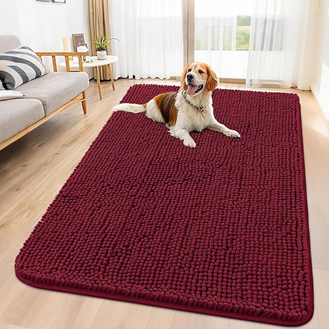 Smiry Dog Door Mat for Muddy Paws 59x35, Absorbent Dirt Trapper, Non-Slip