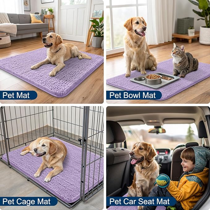 Smiry Dog Door Mat for Muddy Paws 30x20, Absorbent Dirt Trapper, Non-Slip