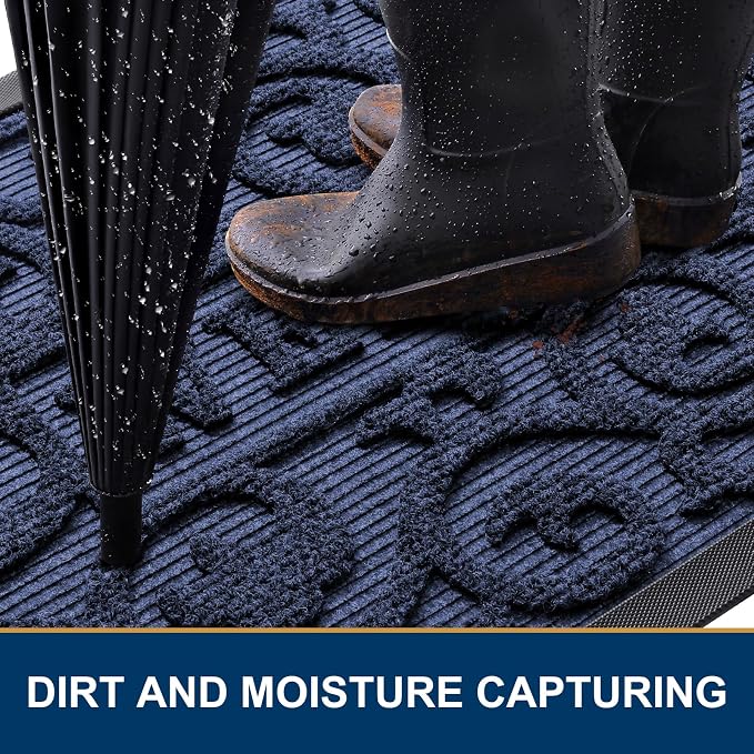 Smiry Welcome Door Mat Outside Entrance, Heavy Duty Trap Dirt and Moisture Easy