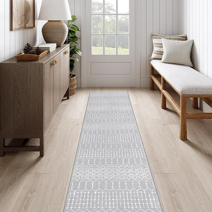 Lahome Moroccan Washable Rug Runner 2x10 Non-Slip Runner Rug