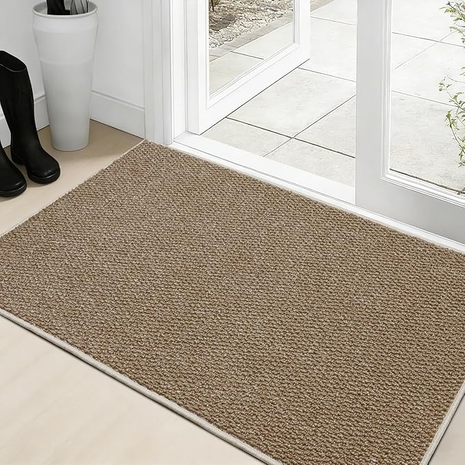 Dirt Trapping Door Mat 36x60, Taupe Faux Jute Entryway Rug | Low-Profile