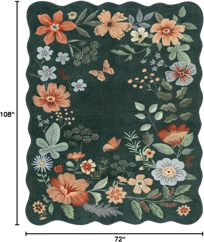 Lahome Floral Washable 6x9 Area Rugs, Soft Bedroom Rug