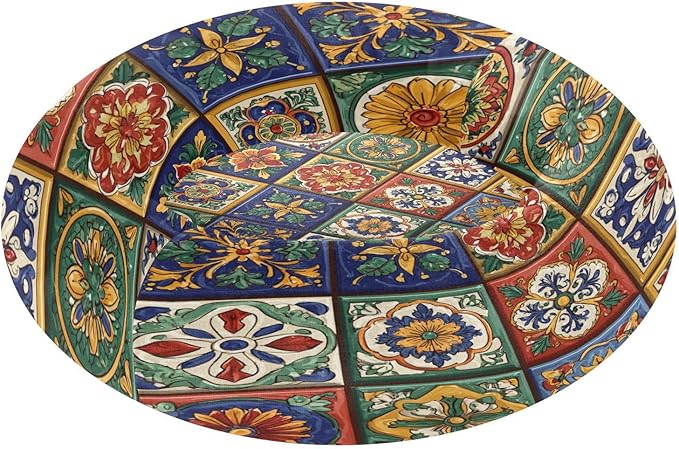 Round Cat Bed Dog Bed,20in Mexican Tile Patterns Washable Non-Slip Bottom Soft Pet Bed for Small Medium Dogs and Cats