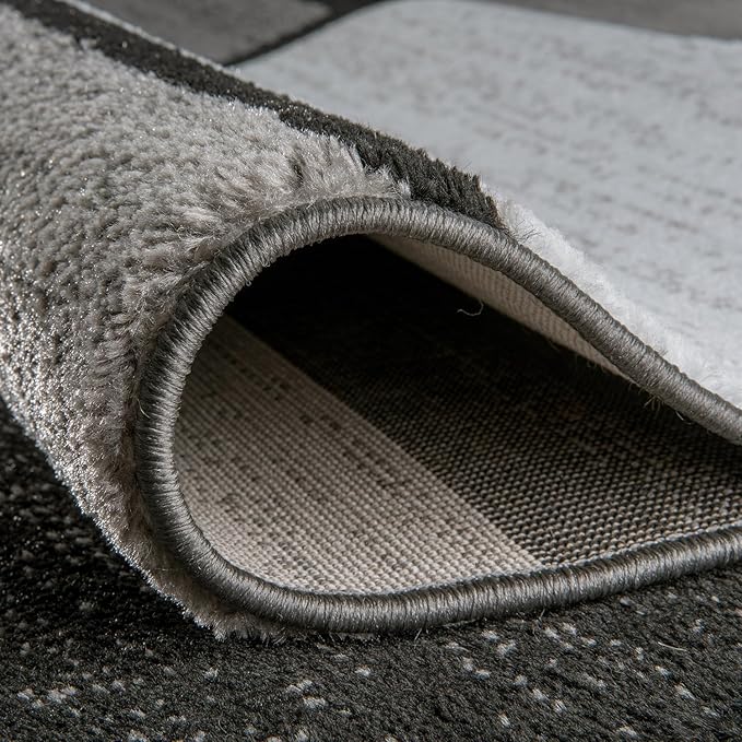 Rugshop Contemporary Modern Boxes for Home Office,Living Room,Bedroom,Kitchen Non Shedding Runner Rug 2'7" x 8' Gray