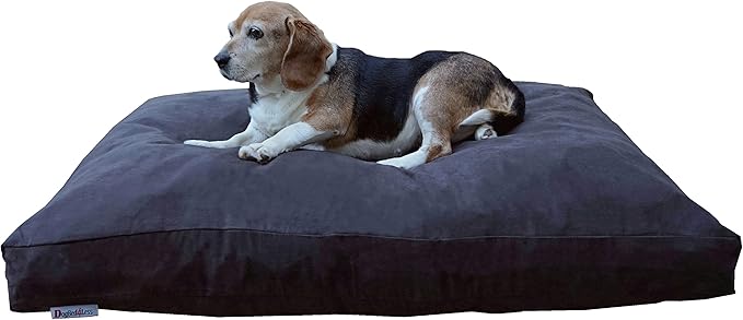 Dogbed4less Medium Memory Foam Dog Bed Pillow with Orthopedic Comfort, Waterproof Liner and Espresso Microsuede Pet Bed Cover 37X27 Inches