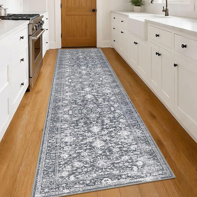 KILOCOCO Runner for Hallway 3x14 Runner Rug Printed Vintage Floral Washable Rug