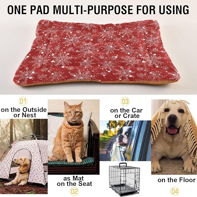 Christmas Snowflake Pet Bed Cute Dog Bed Mat Absorbing Non Slip Pad Pet Sleeping Mat for Small, Medium, and Large Dogs Puppy Cat 24 in x 18 in