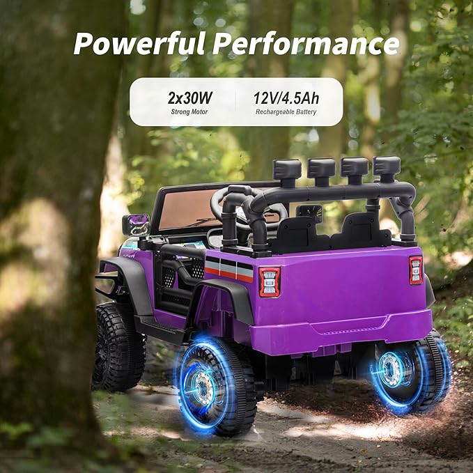 12V Kids Ride on Car Truck, Kids Electric Vehicles Car Ride on Toy for Toddlers 3-5 with Remote Control - Purple