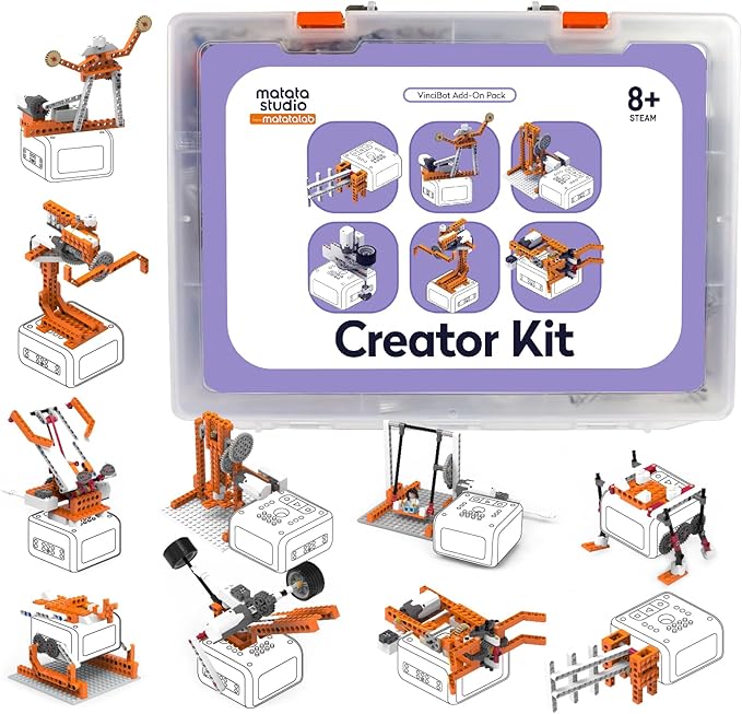 Creator Kit for VinciBot Robotic with 434+ Building Blocks & 20 Building Cases for Kids School STEM Education Class, DIY Science Experiment Kit for Kids Ages 8-12