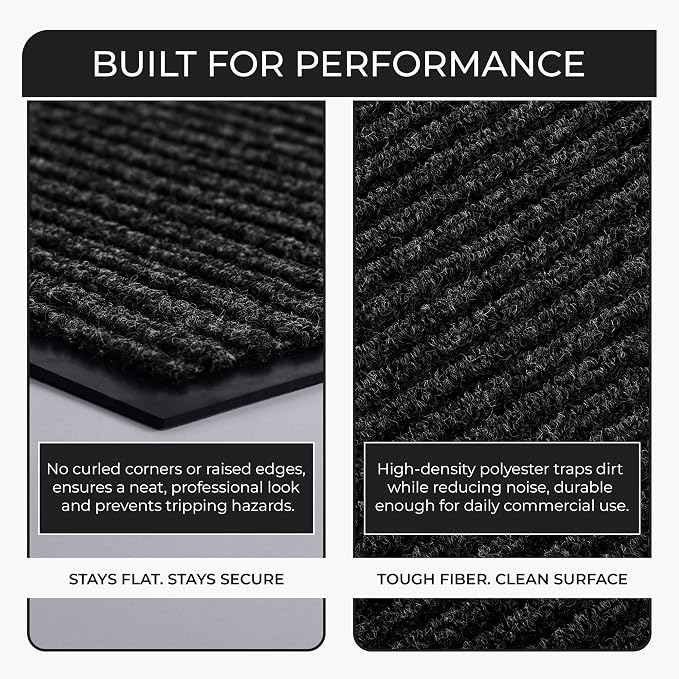Commercial Door Mat 4'x6' Black, Heavy Duty Industrial Floor Mat