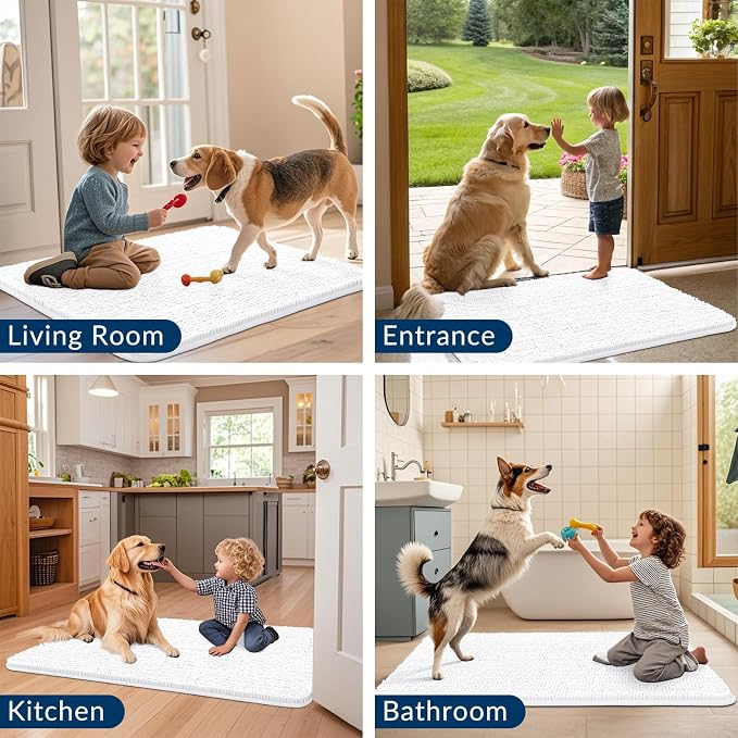 Smiry Dog Door Mat for Muddy Paws 70x24, Absorbent Dirt Trapper, Non-Slip