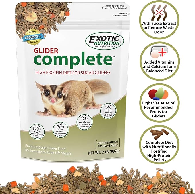 Sugar Glider Complete Food Starter Package - Nutritionally Complete Pellet Diet & High Protein Supplemental Food for Sugar Gliders… (2 Piece Set)