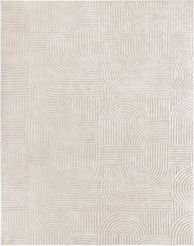 Pauwer 8x10 Washable Area Rugs for Living Room Modern Beige Solid Color Soft