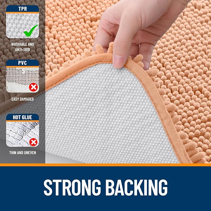 OLANLY Bathroom Rugs 36x24, Extra Soft Absorbent Chenille Bath Rugs, Rubber