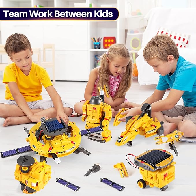COBFDHA STEM Projects for Kids Age 8-12, Science Kits Boys, Solar Robot Space Toys Gifts 8-14 Year Old Teen Boys Girls, 120Pcs Building Experiments Robots Teenage Ages 9 10 11 12 , Yellow