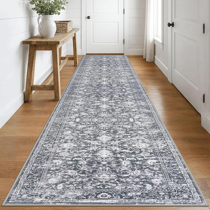 KILOCOCO Runner for Hallway 3x16 Runner Rug Printed Vintage Floral Washable Rug