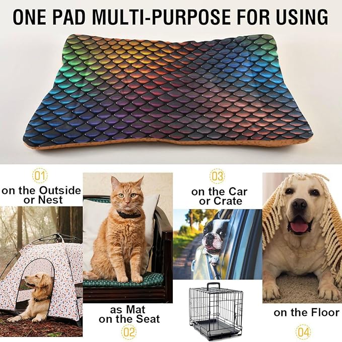 Pet Bed Colored Scales Dog Bed Mat Absorbing Non Slip Pad Pet Sleeping Mat for Small, Medium, and Large Dogs Puppy Cat 36 in x 24 in