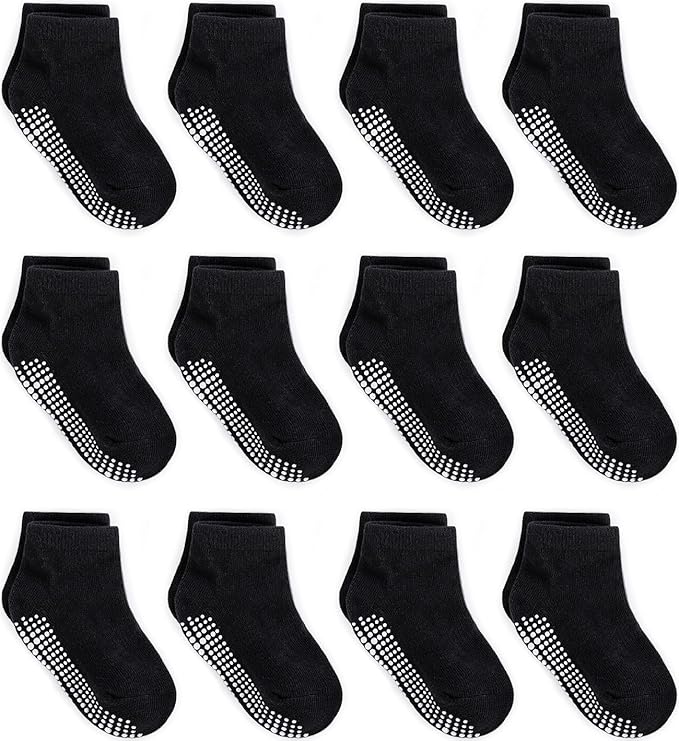 Zaples Baby Non Slip Grip Ankle Socks with Non Skid Soles for Infants Toddlers Kids Boys Girls